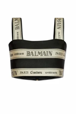 Balmain CZARNY Krótki top na ramiączkach