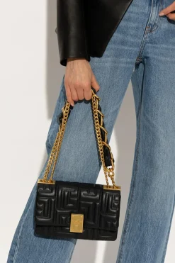 Balmain CZARNY Pikowana torba na ramię ‘1945 Soft’