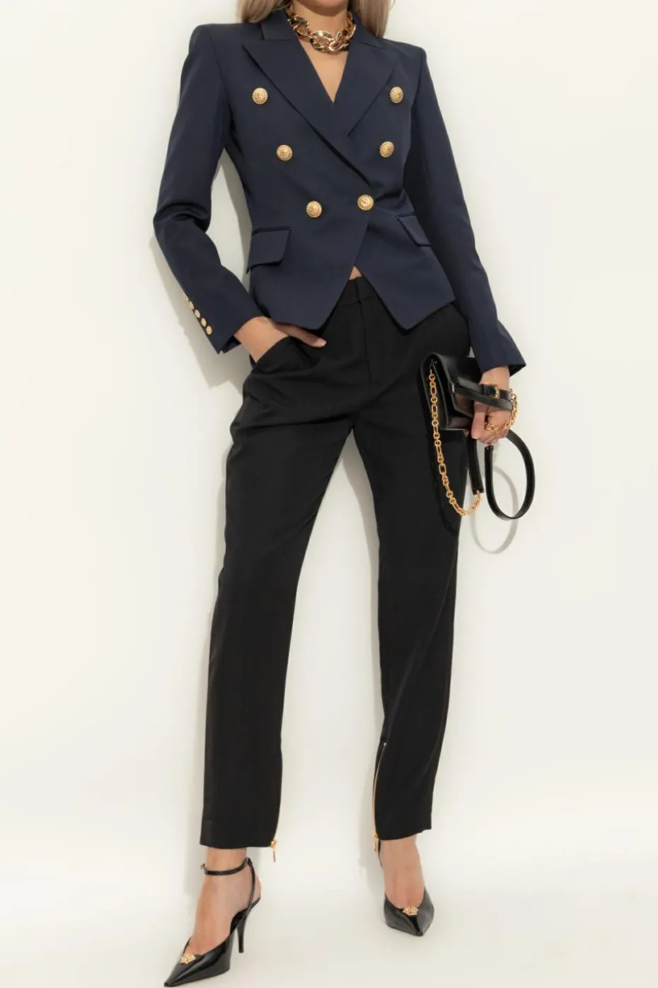 Balmain CZARNY Spodnie typu `capri`