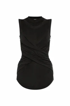 Balmain CZARNY Top z drapowaniami