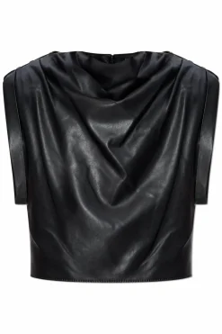 Balmain CZARNY Top z imitacji skóry