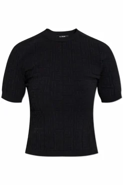 Balmain CZARNY Top z okrągłym dekoltem