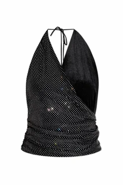 Balmain CZARNY Top z połyskującymi cekinami