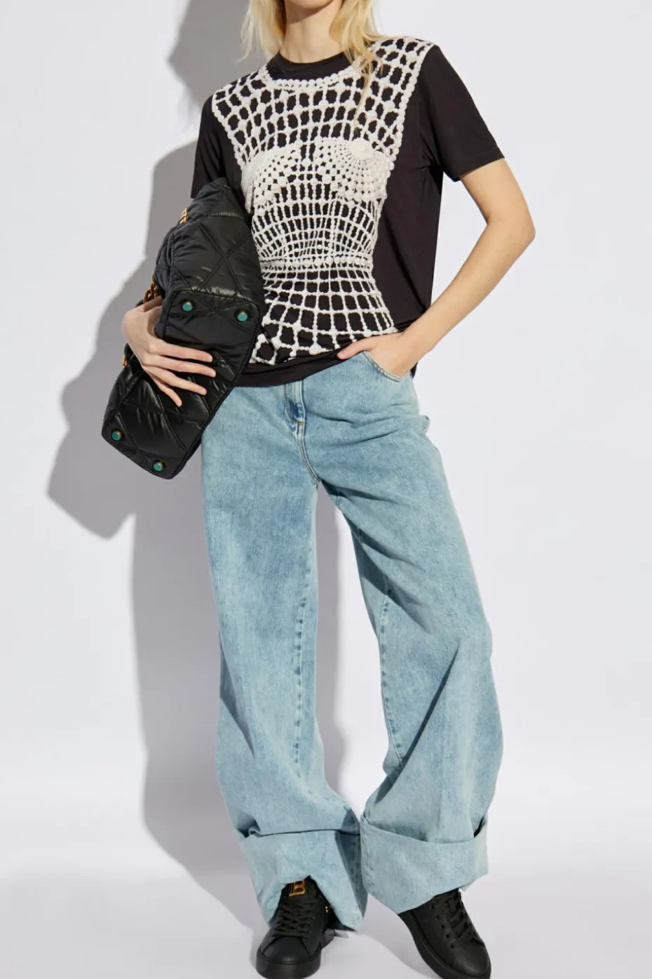 Balmain CZARNY T-shirt z nadrukiem
