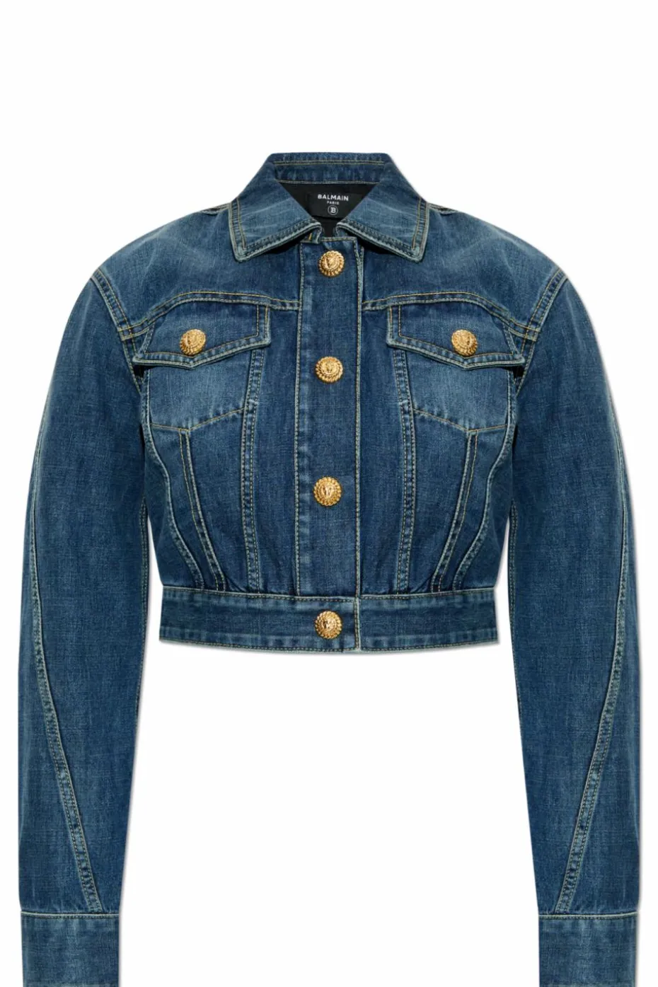 Balmain GRANATOWY Krótka jeansowa kurtka