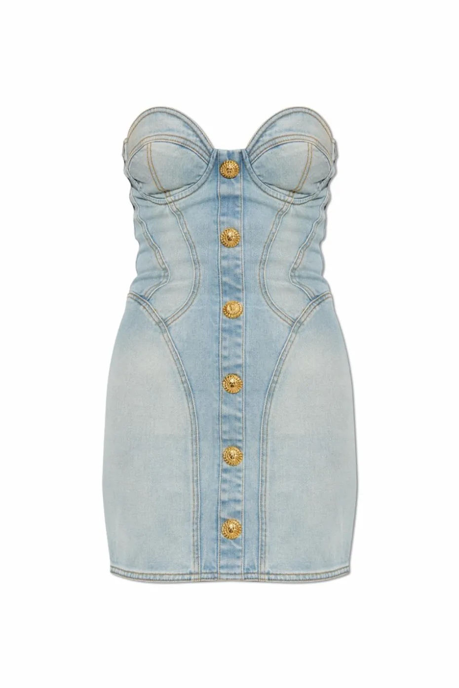 Balmain jasnoniebieski Krótka jeansowa sukienka