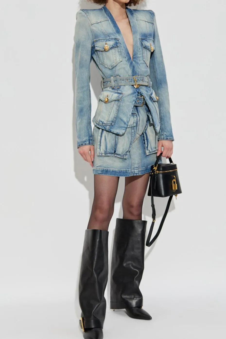 Balmain NIEBIESKI Jeansowa spódnica
