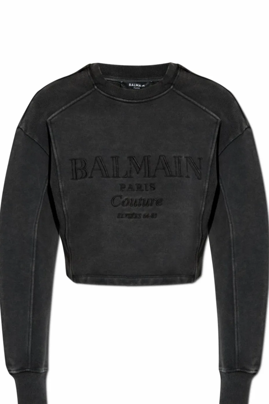 Balmain SZARY Krótka bluza z wyszytym logo
