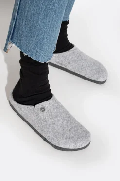 Birkenstock SZARY Filcowe klapki ‘Zermatt Rivet’
