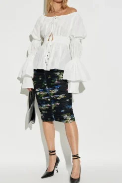 Blumarine BIAŁY Top z marszczeniami