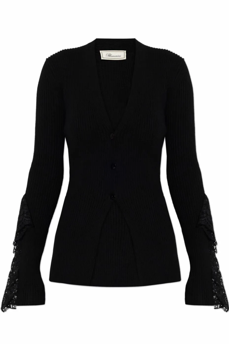 Blumarine CZARNY Prążkowany kardigan
