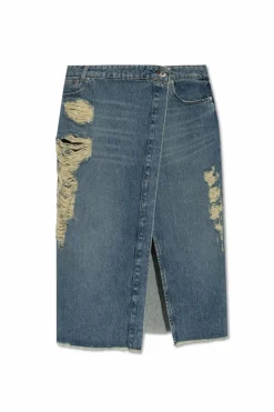 Blumarine NIEBIESKI Jeansowa spódnica z efektem `vintage`