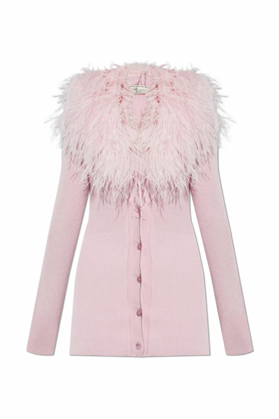 Blumarine RÓŻOWY Kardigan ze strusimi piórami
