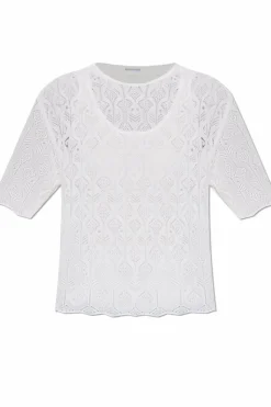 Bottega Veneta BIAŁY Koronkowy top