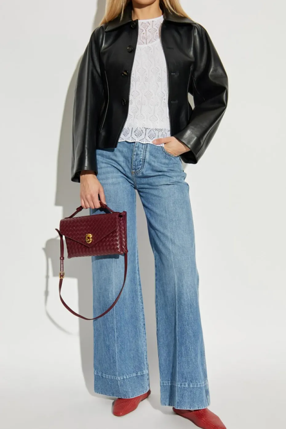 Bottega Veneta BIAŁY Koronkowy top