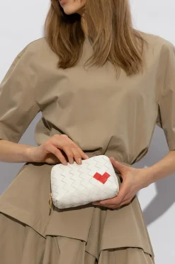 Bottega Veneta BIAŁY Kosmetyczka z motywem serca
