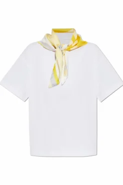 Bottega Veneta BIAŁY T-shirt z dekoracyjną wstawką