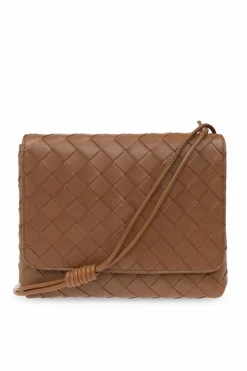 Bottega Veneta BRĄZOWY Torba na ramię ‘Intrecciato Mini’