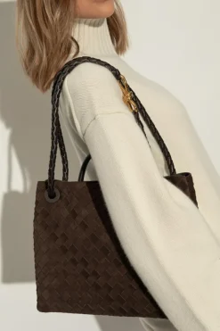 Bottega Veneta BRĄZOWY Torba do ręki `Andiamo Medium`