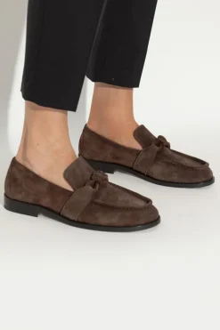 Bottega Veneta BRĄZOWY Zamszowe buty `Astaire` typu `loafers`