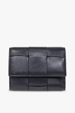 Bottega Veneta GRANATOWY Skórzany portfel