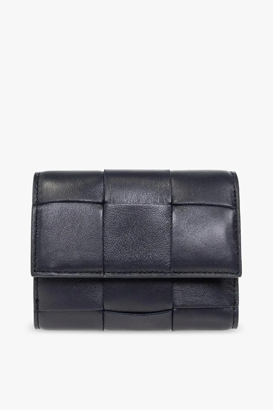 Bottega Veneta GRANATOWY Skórzany portfel
