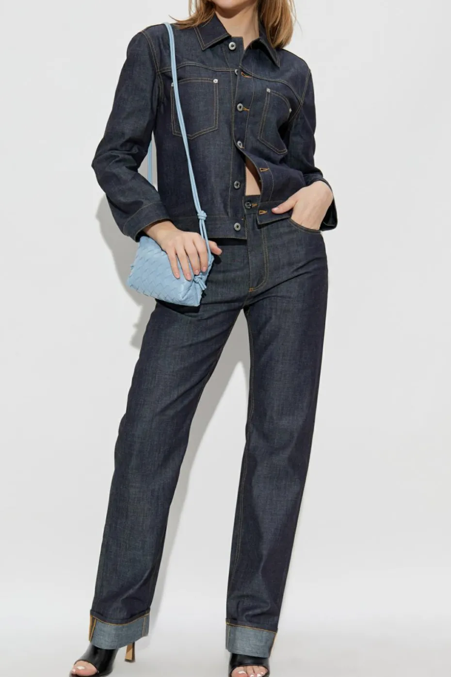 Bottega Veneta GRANATOWY Kurtka jeansowa