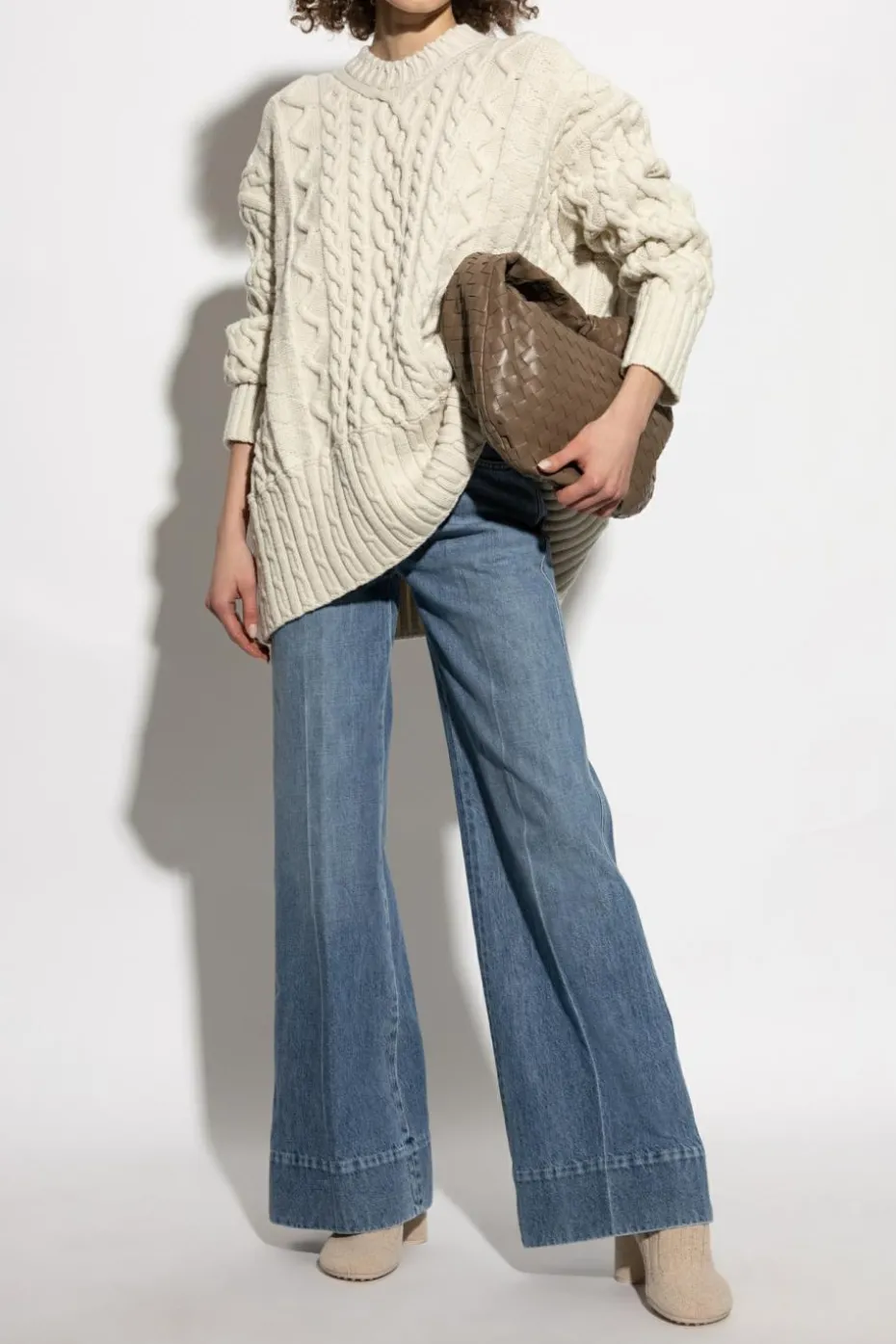 Bottega Veneta NIEBIESKI Jeansy z szerokimi nogawkami