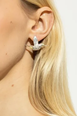 Bottega Veneta SREBRNY Kolczyki z motywem kolibra