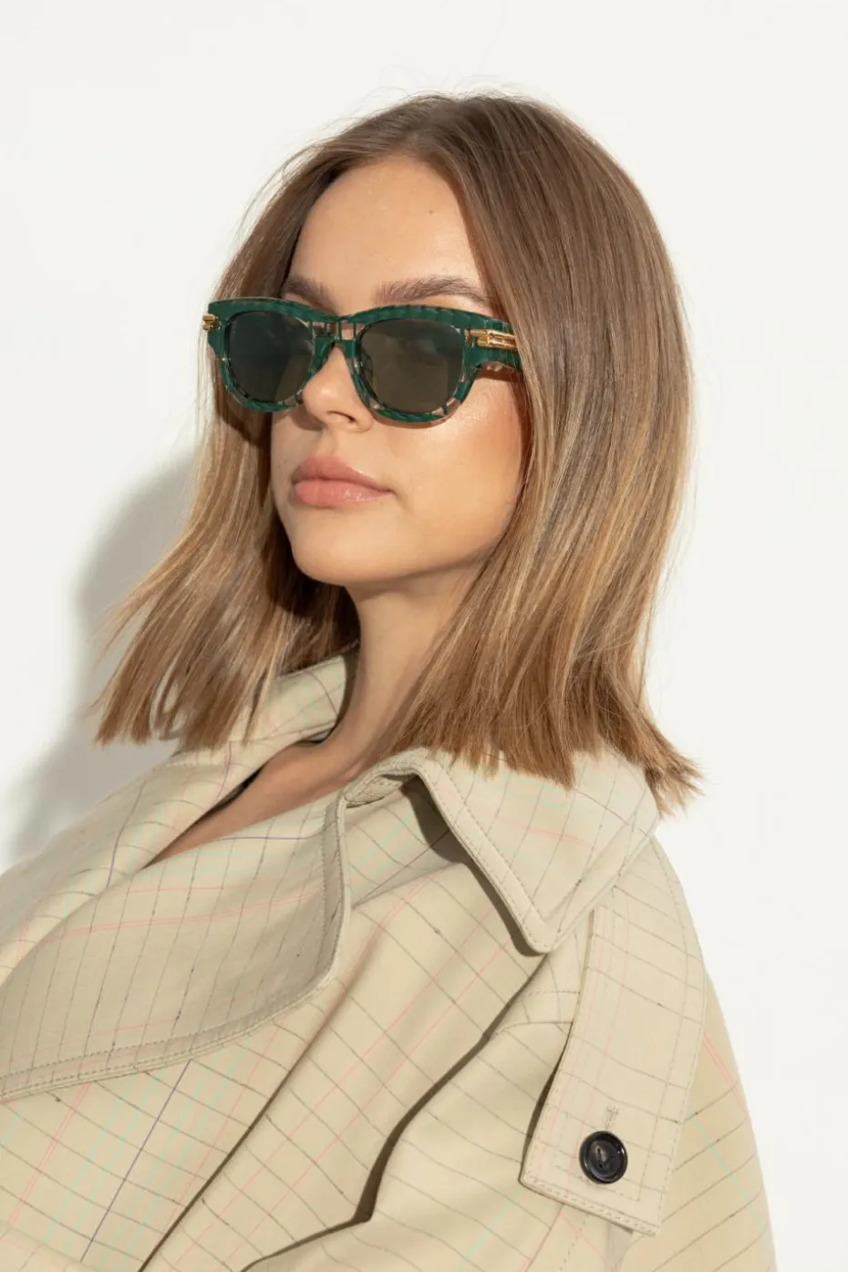 Bottega Veneta ZIELONY Okulary przeciwsłoneczne