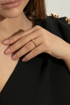 Bottega Veneta ZŁOTY Srebrny pierścień