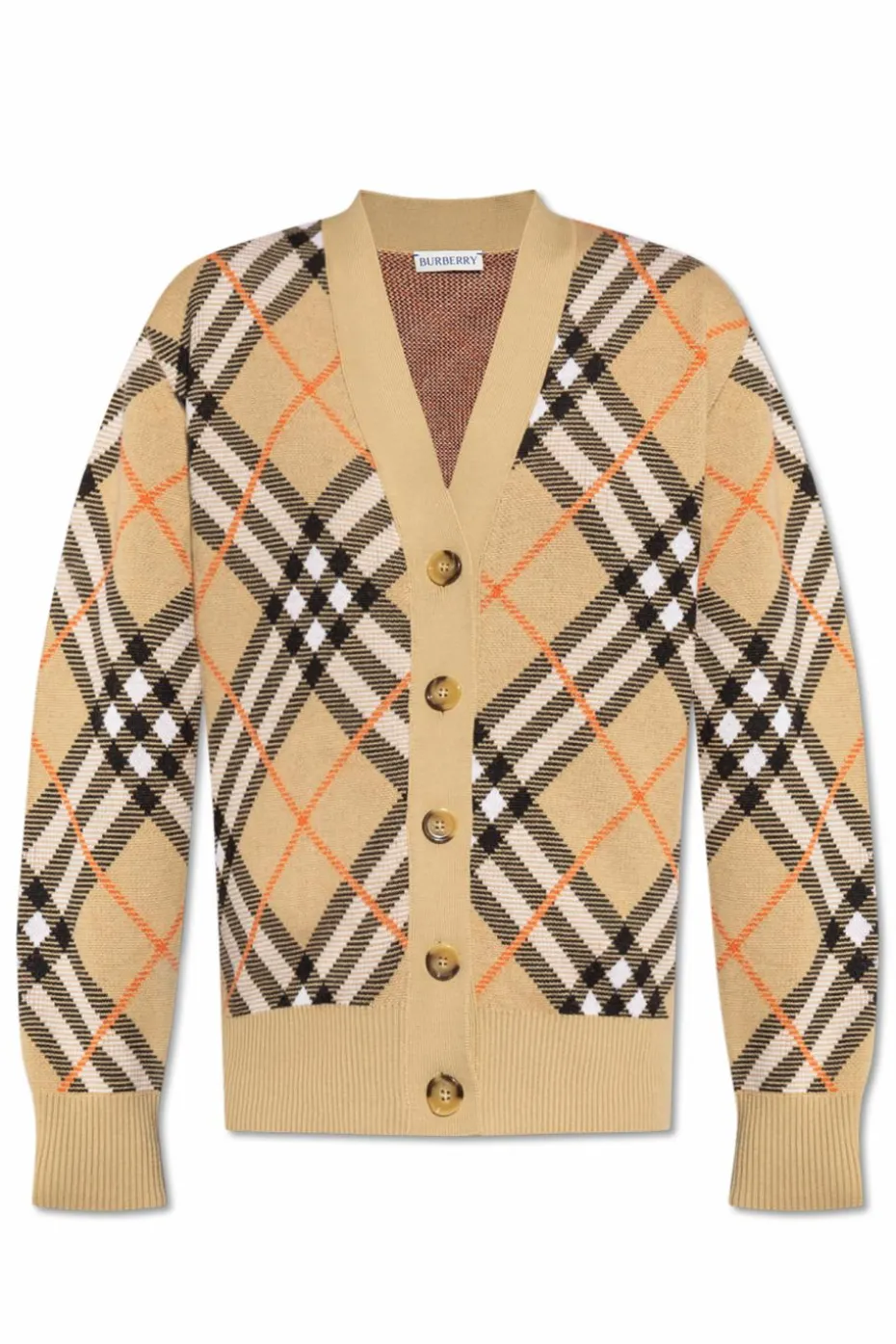 Burberry beżowy Kardigan ze wzorem w kratę