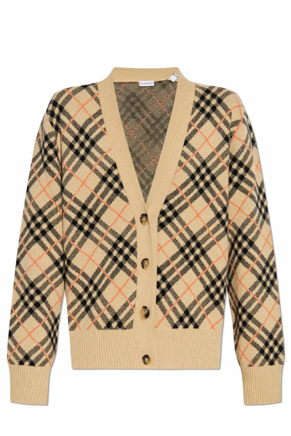 Burberry beżowy Kardigan ze wzorem w kratę