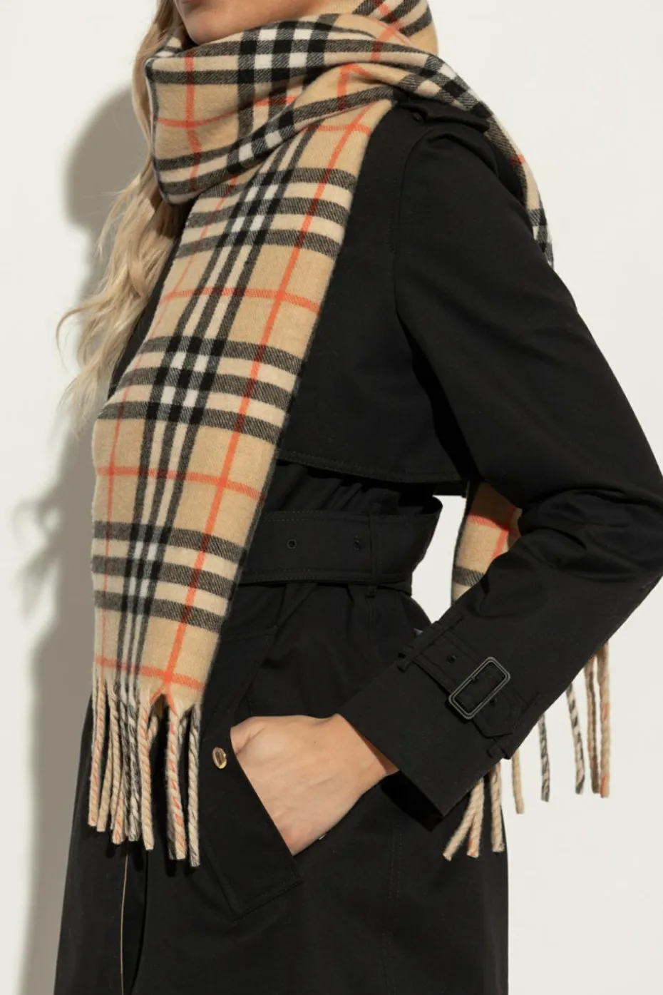 Burberry beżowy Kaszmirowy szal