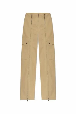 Burberry beżowy Spodnie z licznymi zamkami