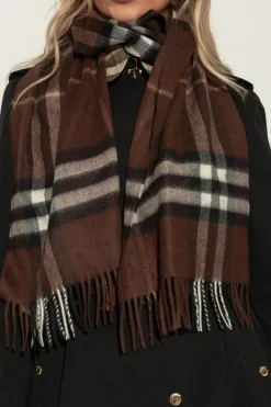 Burberry BRĄZOWY Kaszmirowy szal