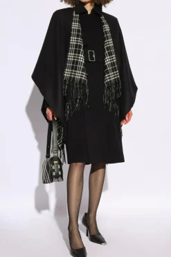 Burberry CZARNY Kaszmirowy płaszcz
