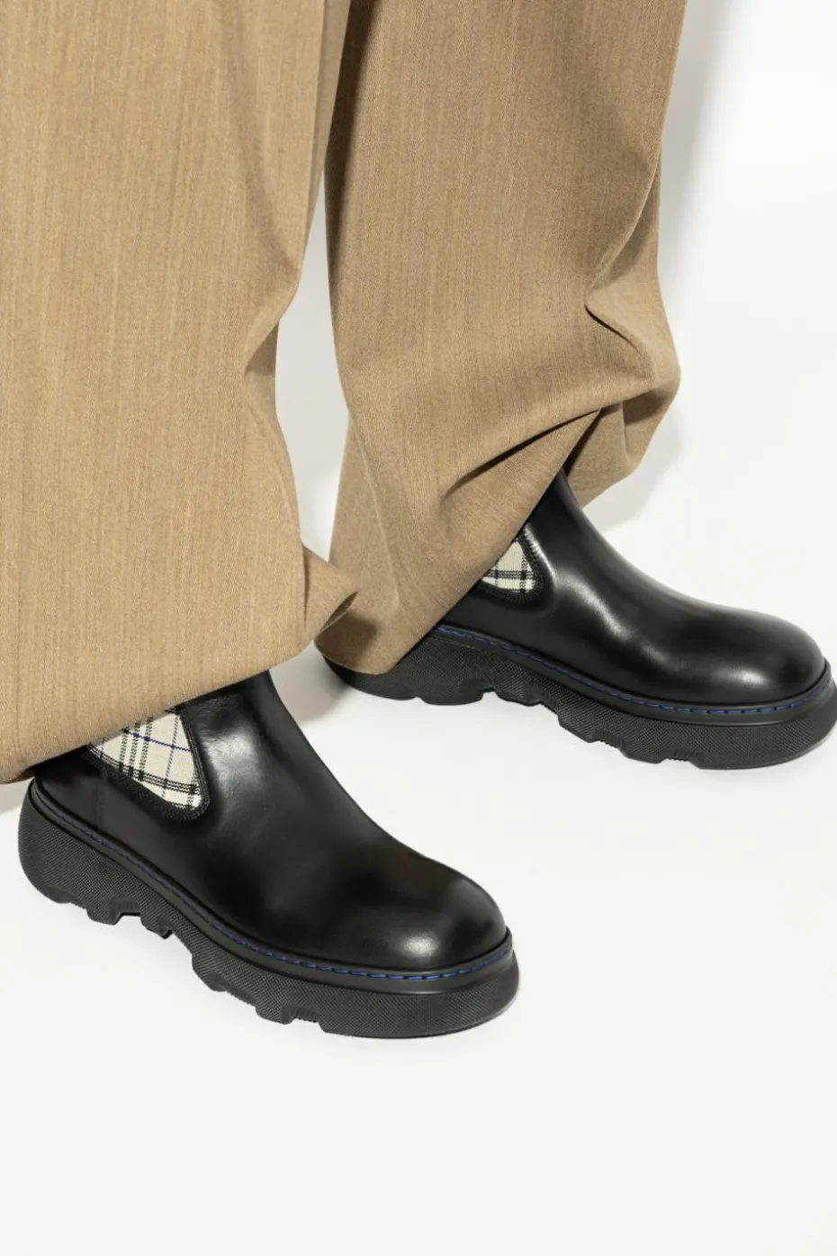 Burberry CZARNY Skórzane sztyblety `Creeper`