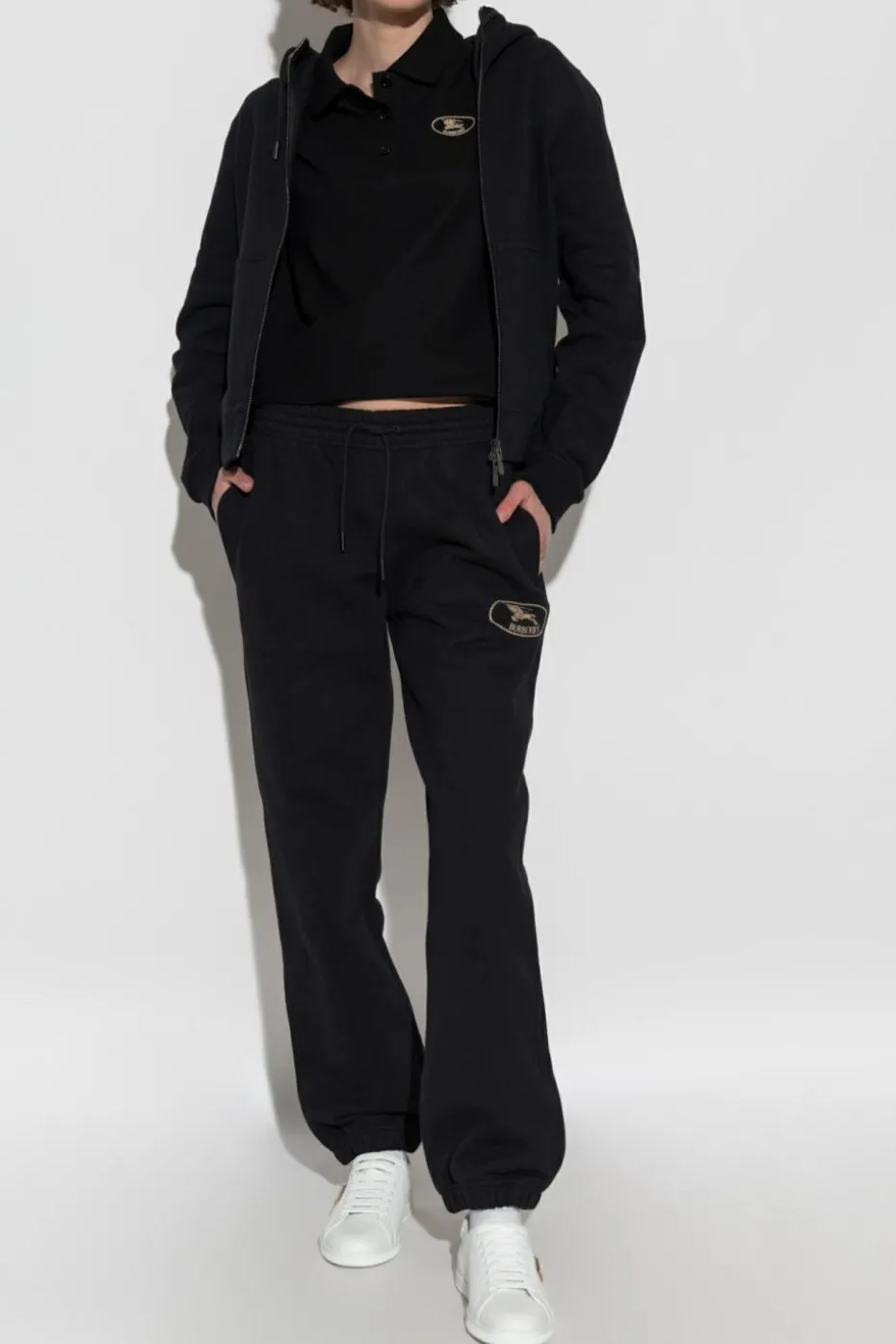 Burberry CZARNY Spodnie z logo