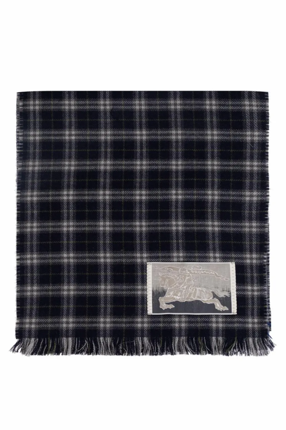 Burberry GRANATOWY Szal ze wzorem kratę