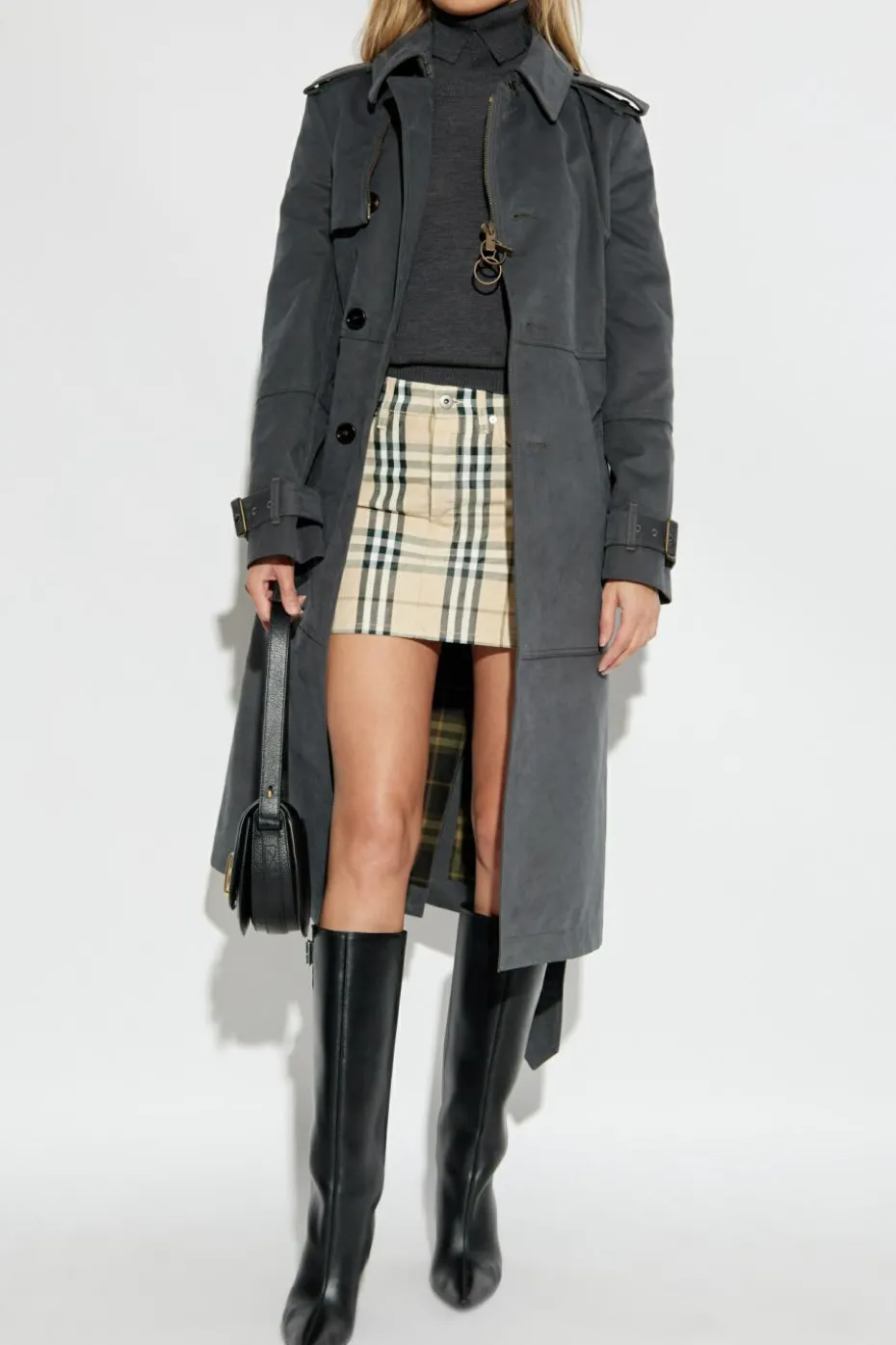 Burberry kremowy Spódnica ze wzorem w kratę