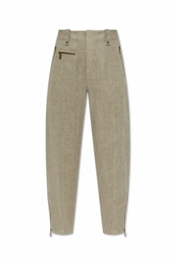 Burberry ZIELONY Lniane spodnie