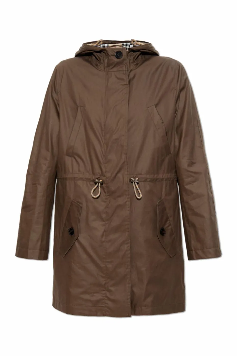 Burberry ZIELONY Parka z powlekanej bawełny