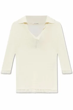 By Malene Birger BIAŁY Polo z frędzlami
