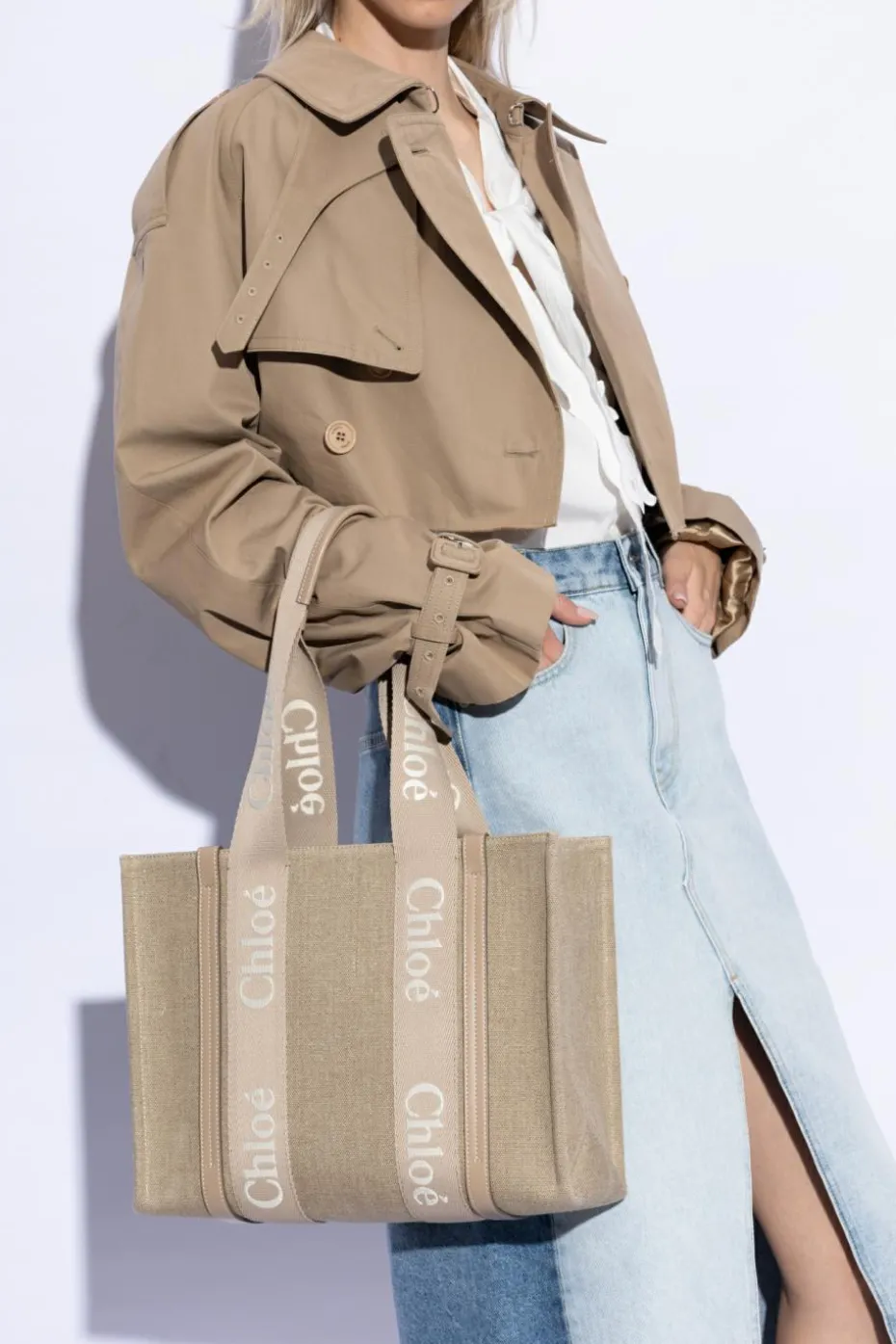 Chloé beżowy Torba `Woody Medium` typu `shopper`