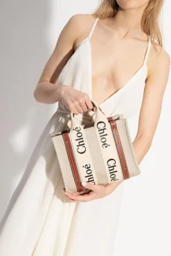 Chloé beżowy Torba 'Woody' typu 'shopper'