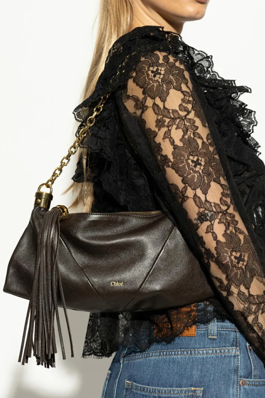 Chloé BRĄZOWY Torba na ramię `Foulard Small`