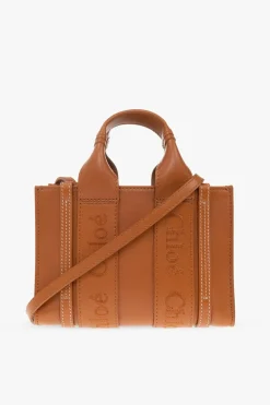 Chloé BRĄZOWY Torba na ramię ‘Woody Mini’