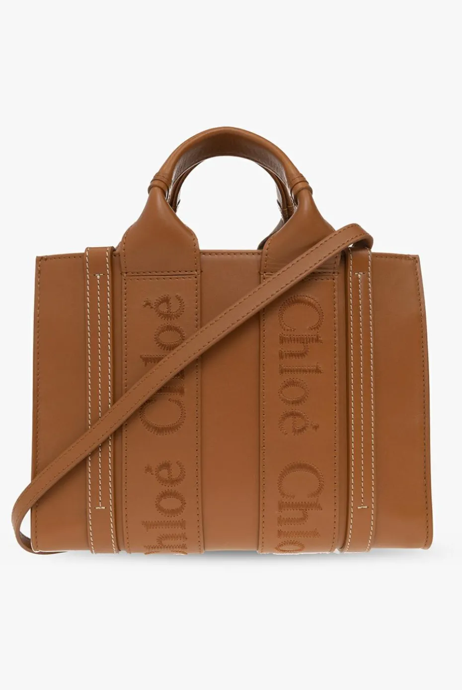 Chloé BRĄZOWY Torba ‘Woody Small’ typu ‘shopper’
