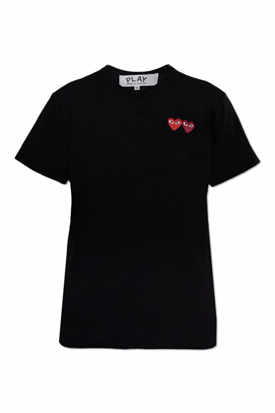 Comme des Garçons Play CZARNY T-shirt z naszywkami z logo